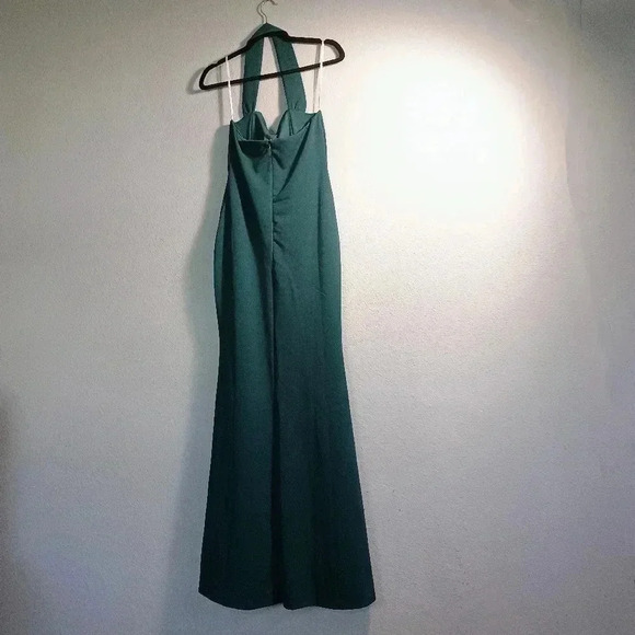 Lulus Elegant Behavior Emerald Green Halter Mermaid Maxi Dress Prom Formal - Picture 5 of 13